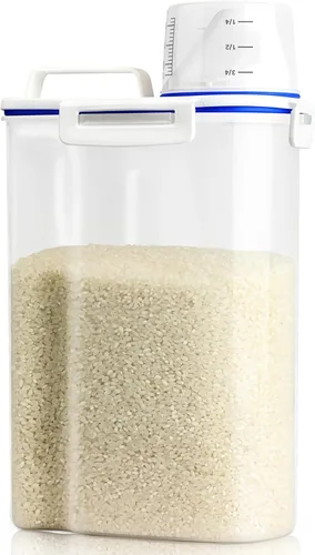 Vista 8 de Viretec Recipiente de almacenamiento de arroz, dispensador hermético de alimentos secos de 15 a 20 libras, recipiente de comida para mascotas