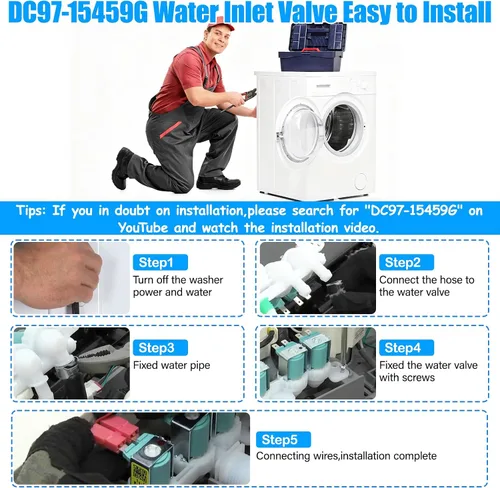 Vista 7 de UPGRADE DC97-15459G - Conjunto de válvula de entrada de agua compatible con válvula de entrada de lavadora Samsung DC97-15459G 3276197 AP5623056