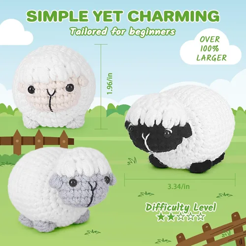 Vista 5 de Kit de ganchillo para principiantes, kit de inicio de ganchillo con tutoriales en video paso a paso, suministros de tejido de ganchillo Amigurumi