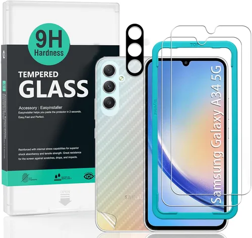 Vista 11 de Ibywind Protector de pantalla para SamSung Galaxy A32 5G (6.5 pulgadas), con 2 piezas de vidrio templado, 1 protector de lente de cámara, 1 película