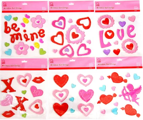 Vista 3 de Chef Craft Selectas de gel para ventana de San Valentín, 9 pulgadas, el diseño puede variar