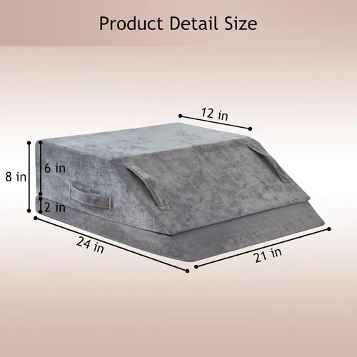 Vista 5 de Almohada de cuña para dormir, almohada de cuña para cama después de la cirugía, almohada de espuma viscoelástica de 2 alturas para elevación