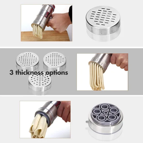 Vista 9 de Máquina manual para hacer pasta de fideos, herramienta de cocina de espagueti, máquina de prensa de acero inoxidable, máquina de prensa para pasta