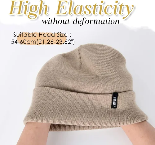 Vista 3 de FURTALK - Gorro tejido de acrílico, para invierno, suave, cálido, unisex, para hombres y mujeres