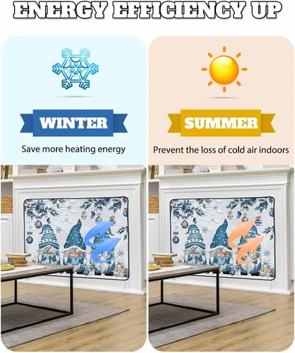 Vista 62 de Cubierta magnética azul para chimenea, detiene la pérdida de calor, pantalla de chimenea para interiores, bolas de gnomos de Navidad, árbol de copo