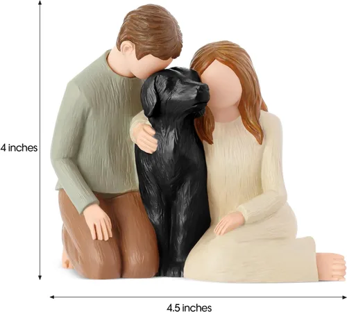 Vista 7 de Hensonever Pareja con Figurillas de Perro Negro Adornos, Somos Una Familia Estatuas Conmemorativas Regalos para Amantes de Perros Negros