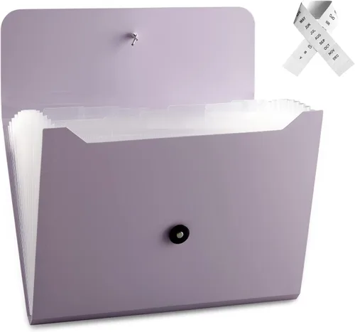 Vista 23 de Carpeta de archivos expandible con 13 bolsillos, carpeta de archivo de acordeón para documentos, organizador estético de papel negro
