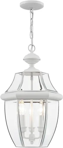 Vista 2 de Livex Lighting 2355-03 Monterey - Farol colgante de 3 luces, para exteriores, color blanco