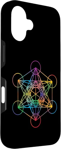 Vista 3 de iPhone 16 Geometría Sagrada Metatrón Cubo Chakra con Funda Geométrica