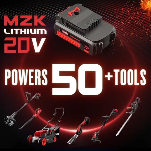 Vista 7 de MZK Cultivador de labrado sin cable de 20V con dientes de acero, cultivador de jardín de 8 pulgadas de ancho con batería, cultivador eléctrico