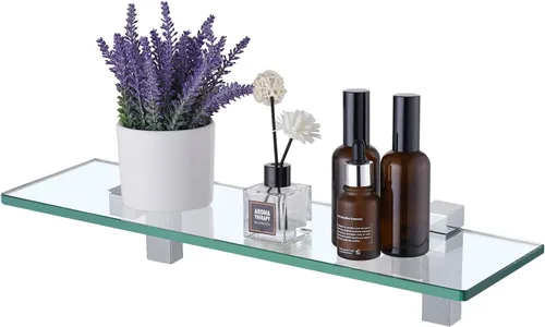Vista 20 de KES BGS3201S40-2 - Estante de cristal de pared para baño, estante de 16 pulgadas montado en la pared, acabado de níquel cepillado, BGS3201S40-2