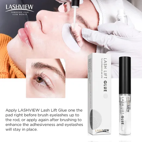 Vista 5 de LASHVIEW Pegamento para levantar pestañas, 2 unidades, adhesivo permanente para pestañas, sin irritación e inodoro, 0.2 fl oz*2
