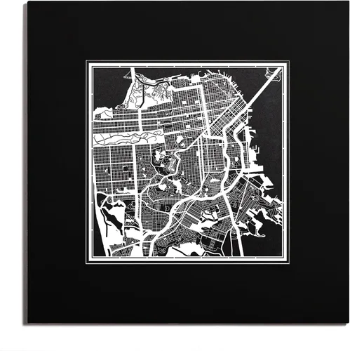 Vista 85 de O3 Design Studio San Diego, CA Paper Cut Map Matted Grey 20x20 in Paper Art