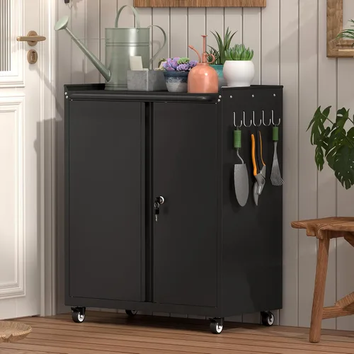 Vista 6 de GREATMEET Garage Storage Cabinet with Wheels, Mobile Rolling Tool Cabinet