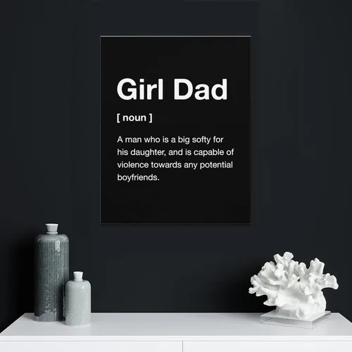 Vista 4 de Póster divertido de decoración de pared con definición de papá, lienzo enmarcado positivo para baño, habitación de niños, regalo para el día