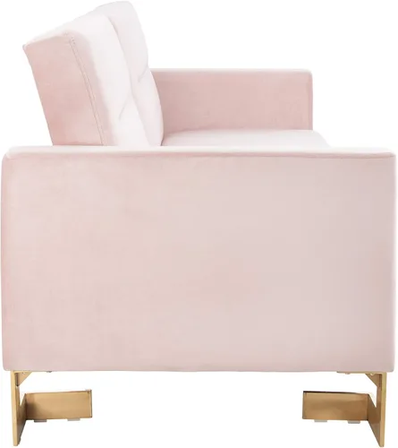 Vista 8 de Safavieh Inicio Tribeca Sofá cama plegable de terciopelo y latón rubor Glam