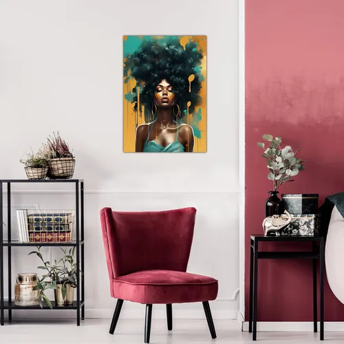 Vista 208 de Arte de pared afroamericano, decoración de rey y reina bailarín negro para sala de estar, arte de pareja de amor negro para dormitorio, lienzo