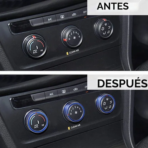 Vista 5 de TOMALL 3 fundas de aluminio para consola central compatibles con Volkswagen MK7 Golf GTI 2015 2016 2017 2018 2019 2020 AC aire acondicionado perilla