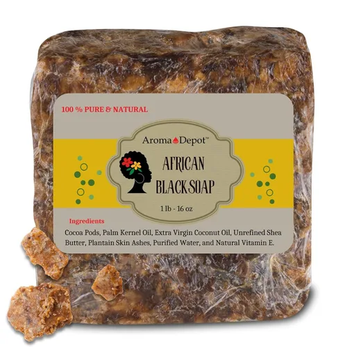 Vista 11 de Aroma Depot Jabón negro africano crudo 4oz jabón natural 100% crudo para acné, eczema, psoriasis, eliminación de cicatrices cara y lavado corporal.