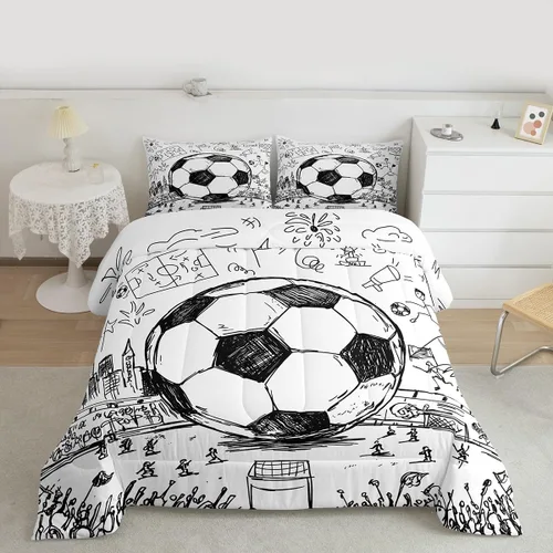 Vista 178 de Juego de ropa de cama de baloncesto para niños y adolescentes, juego de edredón deportivo para niños, tamaño matrimonial, suave, ligero, decoración