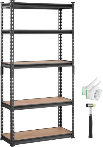 Vista 11 de VEVOR Estantería plegable de 4 niveles, estante de almacenamiento de metal plegable de 26 pulgadas de ancho x 13 pulgadas de profundidad x 46 Negro
