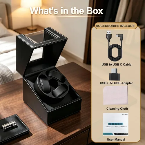 Vista 5 de Anyasun 3 Watch Winder for Automatic Watch,Japanese Quiet Motor Negro