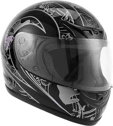 Vista 4 de TCT-MOTORPARTS - Casco de motocicleta para adultos, aprobado por DOT, color negro, visera de espejo de cara completa, casco de calle Negro