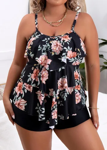 Vista 4 de B2prity Traje de baño tankini de talla grande para mujer, con control de 01
