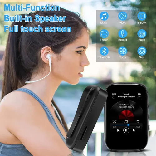 Vista 3 de Reproductor de MP3 de 32 GB con Bluetooth Deportes Clip-on Reproductor de música Soporte FM Radio Grabación de voz Libro electrónico Calendario