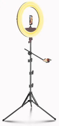 Vista 11 de Kit de Luz de Anillo Grande con Soporte de 79", [Nueva Versión] 55W 6700K Regulable, Trípode de Luz de Anillo LED Grande de 18", Soporte Doble