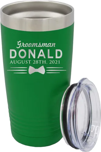 Vista 21 de Vaso de padrinos de boda grabado personalizado, taza de acero inoxidable aislada personalizada para padrino de boda, despedida de soltero, boda