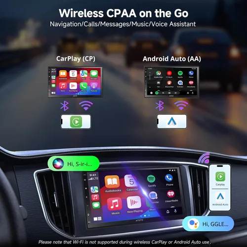 Vista 3 de ATOTO A5L Android Doble DIN Estéreo para coche con pantalla táctil de 7 pulgadas CarPlay Android inalámbrico Auto, conexión Wi-Fi/BT/USB, 24EQ