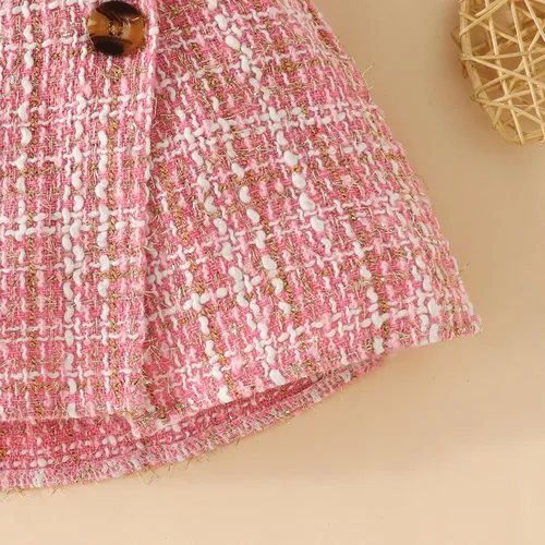 Vista 4 de Fernvia Conjunto de 2 piezas de minifalda de punto con volantes y cuello alto para bebé niña