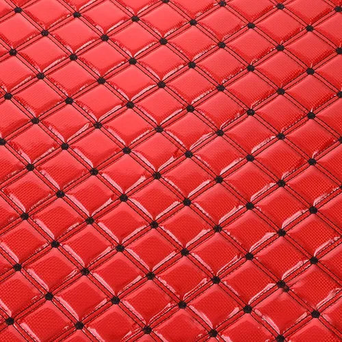 Vista 5 de Tela de piel sintética gruesa y brillante, vinilo láser de 60 x 39 pulgadas, material acolchado de esponja de cuero bordado para tapicería, sofá