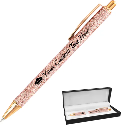Vista 83 de Hasta 100 bolígrafos personalizados con nombre a granel, bolígrafo con purpurina de impresión personalizada, grabado gratis, texto con logotipo