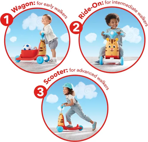 Vista 3 de Skip Hop Andador de actividad con empuje 3 en 1 para bebés a scooter para niños pequeños, Daniel Tiger