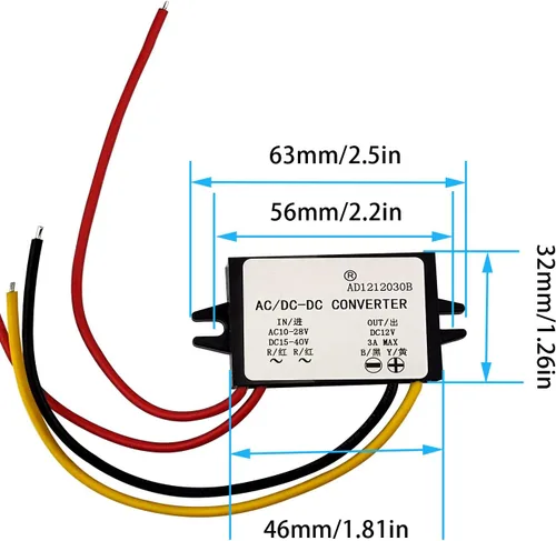 Vista 3 de 12V AC a DC convertidor reductor alimentación alimentación regulador de AC 10-28V a DC 12V Buck Convertidor para Impermeable Step Down Módulo