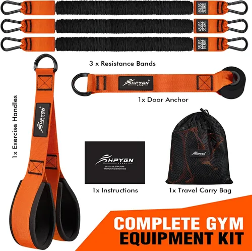Vista 7 de HPYGN Bandas de resistencia para entrenamiento de brazos, bíceps, tríceps, espalda, abdominales, hombros, bandas de ejercicio resistentes con asas