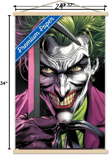 Vista 7 de Trends International DC Comics The Joker - Póster de pared con barra de palanca, 22.37 x 34.00 pulgadas, paquete de impresión premium y colgador
