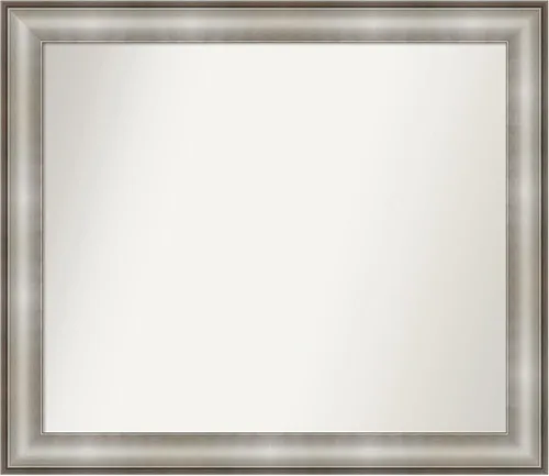 Vista 39 de Amanti Art Espejo de baño plateado para sobre el fregadero, 28 x 37 pulgadas, elegante espejo rectangular de peltre cepillado, marco de madera