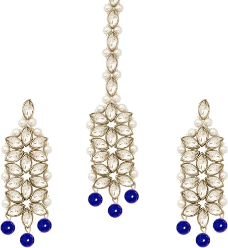 Vista 5 de Wedding Party Wear Bridal Jewellery Choker Long Pearl Necklace Earrings Maang Tikka Indian Traditional Set for Women