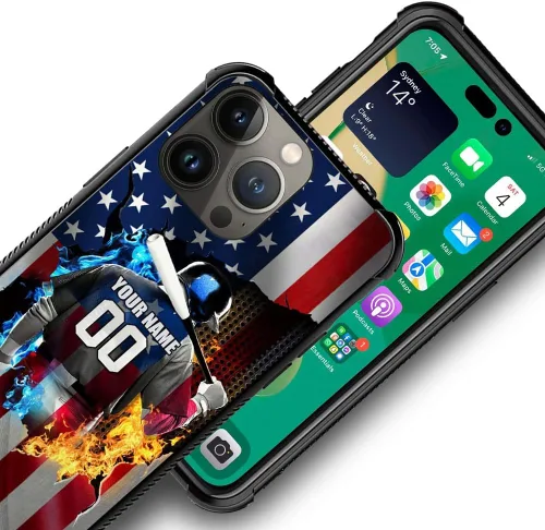 Vista 4 de DJSOK Funda personalizada con nombre de la bandera de Estados Unidos para Apple iPhone 14 Pro Max PLUS/13 12 11 Mini/Xs X Xr/7 8 Plus SE2 2020
