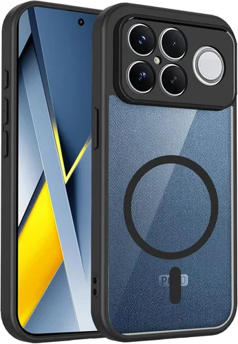 Vista 230 de Funda magnética transparente compatible con Xiaomi 17T, color negro 2 en 1 PC + TPU cubierta de teléfono a prueba de golpes, carcasa protectora