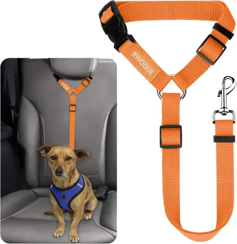 Vista 18 de BWOGUE Arnés de cinturón de seguridad para mascotas, cinturón de seguridad ajustable para reposacabezas de coche, arnés de cinturón de seguridad