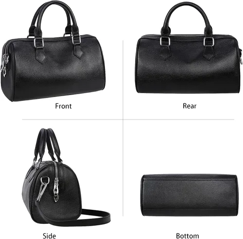 Vista 4 de HESHE Monederos de cuero genuino para mujer, bolso de mano con asa superior, bolsos de hombro para mujer, bolso cruzado de diseñador