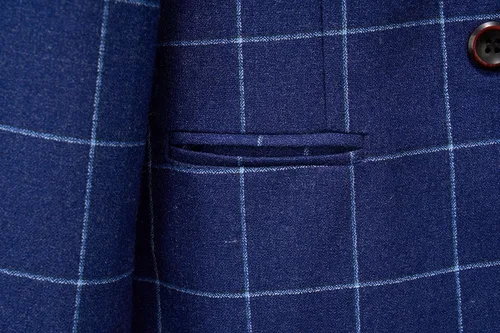 Vista 4 de Conjunto de trajes para niños, chaqueta a cuadros, chaleco, pantalones de un solo pecho, chaqueta formal para boda, fiesta, baile de graduación
