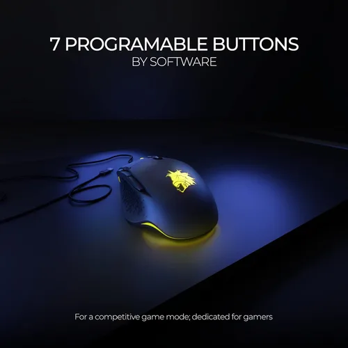 Vista 2 de PILAS Choy-J Gamign Mause con cable 8 botones costizables luz RGB diseño ergonómico transmisión de alta velocidad
