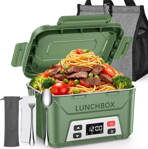 Vista 11 de EAST OAK Caja de almuerzo eléctrica inalámbrica para adultos, caja de almuerzo autocalentable recargable de 5.5 tazas - Calentamiento automático