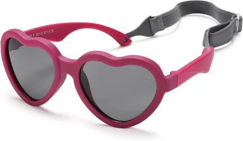 Vista 10 de Gafas de sol polarizadas flexibles en forma de corazón para bebés con correa ajustable para niños pequeños y bebés de 0 a 24 meses B9*