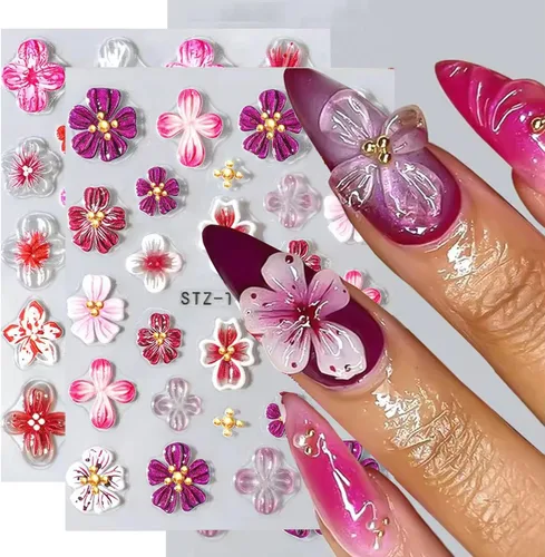 Vista 27 de 8 hojas de calcomanías de arte de uñas de conejo de Pascua, 3D, autoadhesivas, accesorios de arte de uñas, caricaturas, conejos, animales Colorido -1